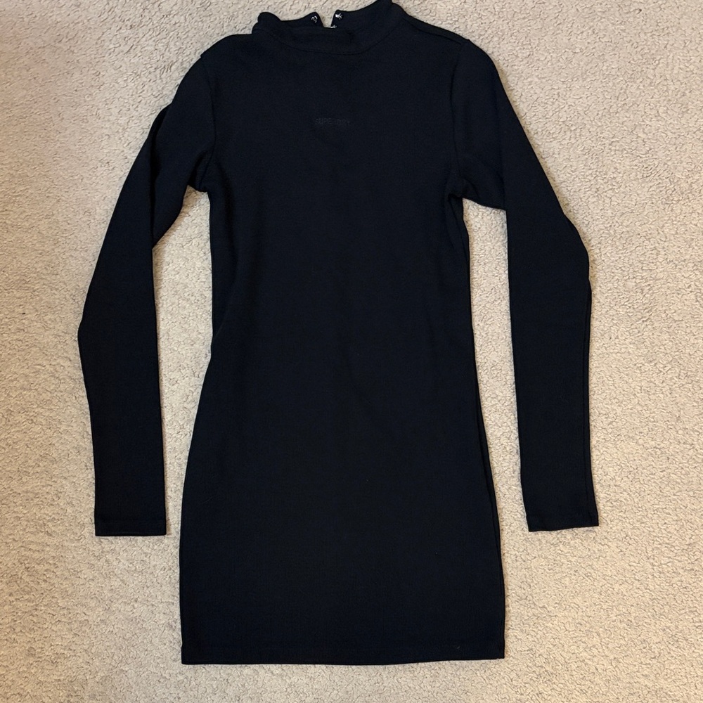 Superdry Women’s Body Con Black Long Sleeve Dress Size Small Like New Condition